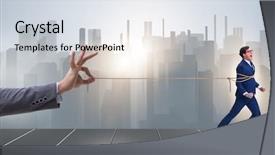  Presentation with staff - PPT layouts featuring human resource - staff retention concept with employee background and a sky blue colored foreground