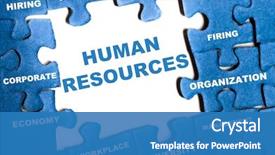  Presentation with human resource - Presentation featuring human resource blue puzzle pieces background and a teal colored foreground