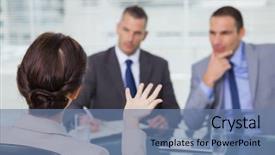  Presentation with brown - Presentation theme with human resource business partner - brown haired woman talking background and a seafoam green colored foreground