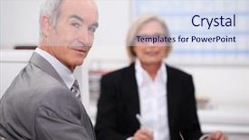  Presentation with human resource - PPT layouts consisting of human resource business partner - senior businesspeople in interview background and a sky blue colored foreground