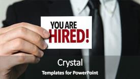  Presentation with job - Colorful PPT theme enhanced with job canidate - you are hired backdrop and a dark gray colored foreground