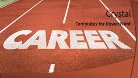  Presentation with running track lanes - Presentation theme consisting of human resource development - career written on running track background and a red colored foreground