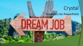  Presentation with job - Beautiful PPT layouts featuring human resource function - dream job arrow with beach backdrop and a light blue colored foreground