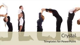  Presentation with human resource - PPT layouts enhanced with human resource information - group of young business people background and a soft green colored foreground