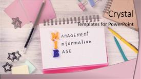  Presentation with human resource management - Slide deck consisting of human resource information system - notebooks and stationery on wooden background and a lemonade colored foreground