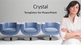  Presentation with human resource - Cool new theme with human resource selection - attractive business woman with three backdrop and a light gray colored foreground