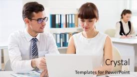  Presentation with african american in computer business - Audience pleasing PPT theme consisting of human resource training - business people working with computer backdrop and a lemonade colored foreground