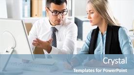  Presentation with computer - Amazing presentation theme having human resource training - business people working with computer backdrop and a  colored foreground