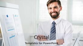  Presentation with human resource - PPT theme consisting of human resource training - businessman working in an office background and a light blue colored foreground