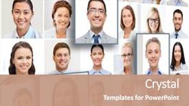  Presentation with human resource management - Beautiful slide deck featuring human resources career management recruitment backdrop and a coral colored foreground