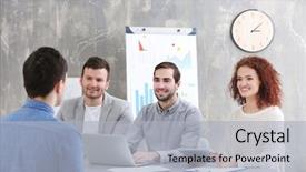  Presentation with human resource - Presentation theme with human resources commission interviewing man background and a light gray colored foreground