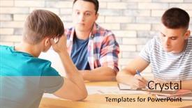  Presentation with resources - Presentation consisting of human resources commission interviewing man background and a  colored foreground