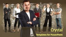  Presentation with different - Cool new presentation with human resourse - business team against different backgrounds backdrop and a tawny brown colored foreground