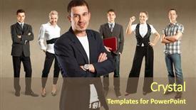  Presentation with different - Presentation theme having human resourse - business team against different backgrounds background and a  colored foreground