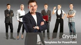  Presentation with different - Slide deck with human resourse - business team against different backgrounds background and a  colored foreground