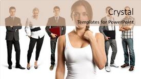  Presentation with different - Cool new slide deck with human resourse - business team against different backgrounds backdrop and a  colored foreground