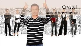  Presentation with different - Slide set with human resourse - business team against different backgrounds background and a  colored foreground