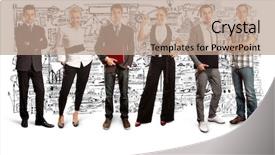  Presentation with different - Colorful presentation theme enhanced with human resourse - business team against different backgrounds backdrop and a  colored foreground