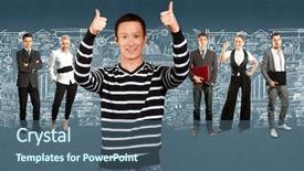  Presentation with different - Audience pleasing presentation theme consisting of human resourse - business team against different backgrounds backdrop and a  colored foreground