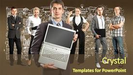  Presentation with different - Beautiful presentation theme featuring human resourse - business team against different backgrounds backdrop and a tawny brown colored foreground