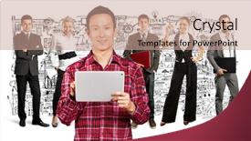  Presentation with different - Theme with human resourse - business team against different backgrounds background and a coral colored foreground