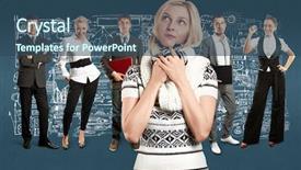  Presentation with different - Presentation theme featuring human resourse - business team against different backgrounds background and a  colored foreground