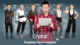  Presentation with different - Cool new slide set with human resourse - business team against different backgrounds backdrop and a  colored foreground