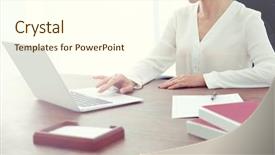  Presentation with lawyer - Beautiful presentation featuring human rights computer - female lawyer working with laptop backdrop and a cream colored foreground