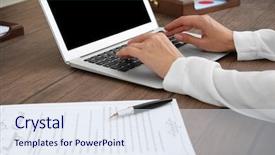  Presentation with lawyer - Amazing theme having human rights computer - female lawyer working with laptop backdrop and a sky blue colored foreground