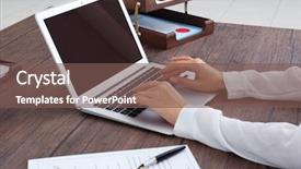  Presentation with lawyer - Colorful slide deck enhanced with human rights computer - female lawyer working with laptop backdrop and a violet colored foreground