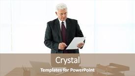  Presentation with commercial documents - Slide set consisting of successful businessman working with documents in office background and a coral colored foreground