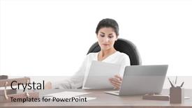  Presentation with successful plans - Colorful PPT theme enhanced with human rights computer - successful mature businesswoman in her backdrop and a light gray colored foreground