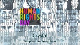  Presentation with human rights - Slide set having human rights against head shot background and a  colored foreground