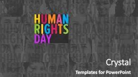  Presentation with human rights - Beautiful slide deck featuring human rights against head shot backdrop and a  colored foreground