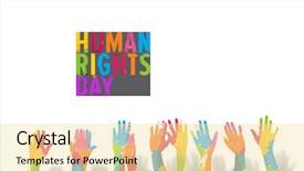  Presentation with group - Audience pleasing PPT layouts consisting of human rights computer - group of people raising arms backdrop and a blonde colored foreground