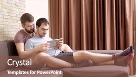  Presentation with camels resting in the desert - Slide deck featuring human rights computer - happy gay couple resting background and a  colored foreground