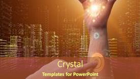  Presentation with robotic - PPT layouts having human-robotic-hand-in-futuristic background and a tawny brown colored foreground