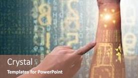  Presentation with robotic - PPT layouts featuring human-robotic-hand-in-futuristic background and a coral colored foreground