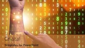  Presentation with robotic - Colorful PPT theme enhanced with human-robotic-hand-in-futuristic backdrop and a gold colored foreground