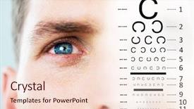  Presentation with human eye - Colorful slide set enhanced with human senses - eye test against close up backdrop and a lemonade colored foreground