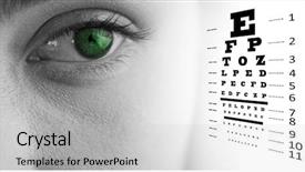  Presentation with eye - Beautiful slide deck featuring human senses - eye test against close up backdrop and a light gray colored foreground