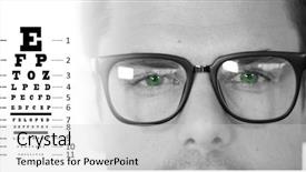  Presentation with human eye - Cool new slide deck with human senses - eye test against close up backdrop and a light gray colored foreground