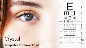  Presentation with human eye - Cool new PPT layouts with human senses - eye test against portrait backdrop and a lemonade colored foreground