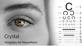  Presentation with human eye - Slide set with human senses - eye test against portrait background and a light gray colored foreground