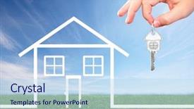  Presentation with new home - Slide deck having human services - new home family house construction background and a sky blue colored foreground