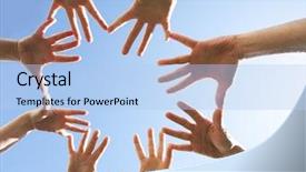  Presentation with human services - Presentation having human services - sky and hands background and a light blue colored foreground