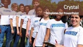  Presentation with human services - Colorful PPT theme enhanced with human services - volunteer group register for charity backdrop and a tawny brown colored foreground