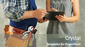  Presentation with human services - Audience pleasing slides consisting of human services - woman writing on worker clipboard backdrop and a gray colored foreground