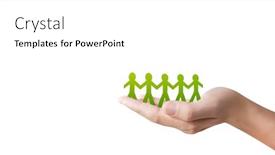  Presentation with hand shake - Cool new PPT theme with human-shape-in-paper-cut backdrop and a white colored foreground