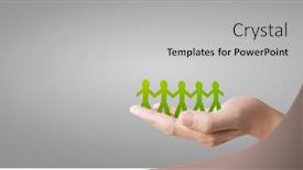  Presentation with shake hand - Slide deck having human-shape-in-paper-cut background and a light gray colored foreground